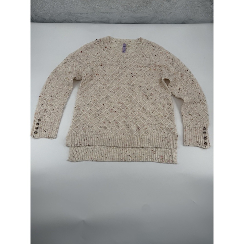 Alya Women's Size Large Ivory Color Speckle‎ Knit Textured Sweater